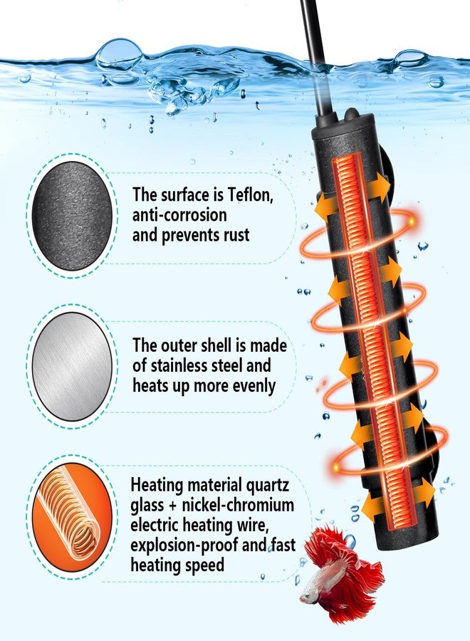 هايغر سخان أحواض السمك الغاطس الصغير من هيغر، سخان لأحواض السلاحف وأسماك البيتا مع شاشة عرض رقمية ووحدة تحكم خارجية للمياه العذبة - Image 2